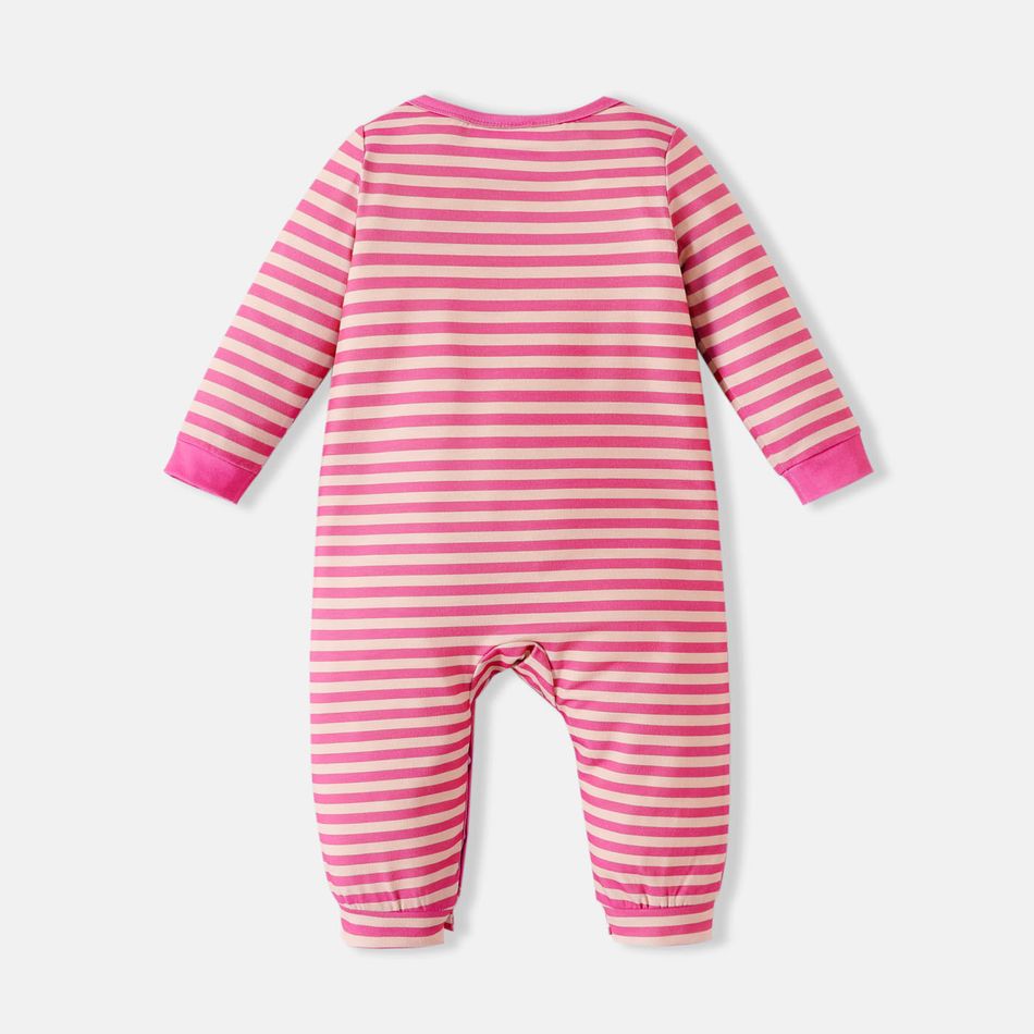 Harry Potter Baby Boy/Girl Striped Long-sleeve Graphic Jumpsuit Pink big image 3
