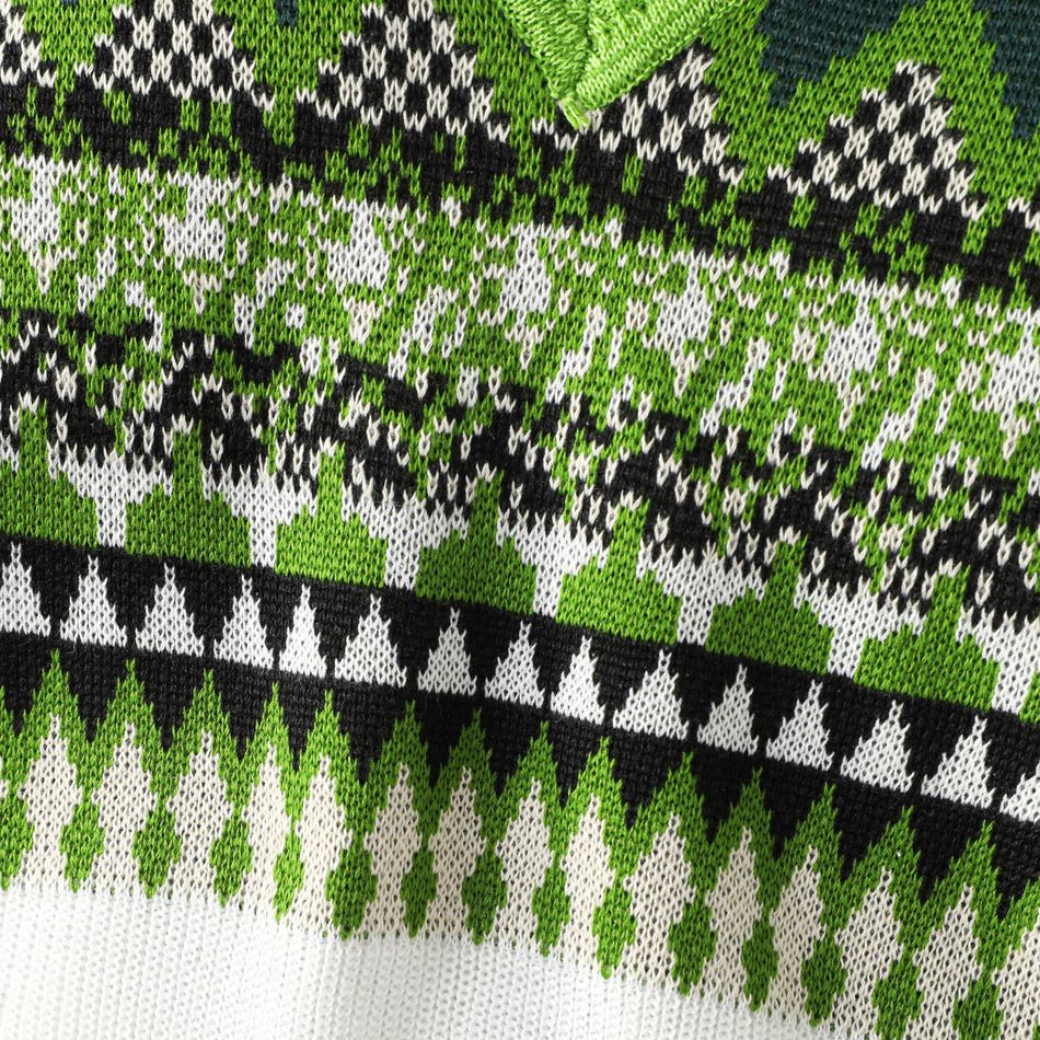 Toddler Boy/Girl Boho Geo Pattern Green Knit Sweater Green big image 5