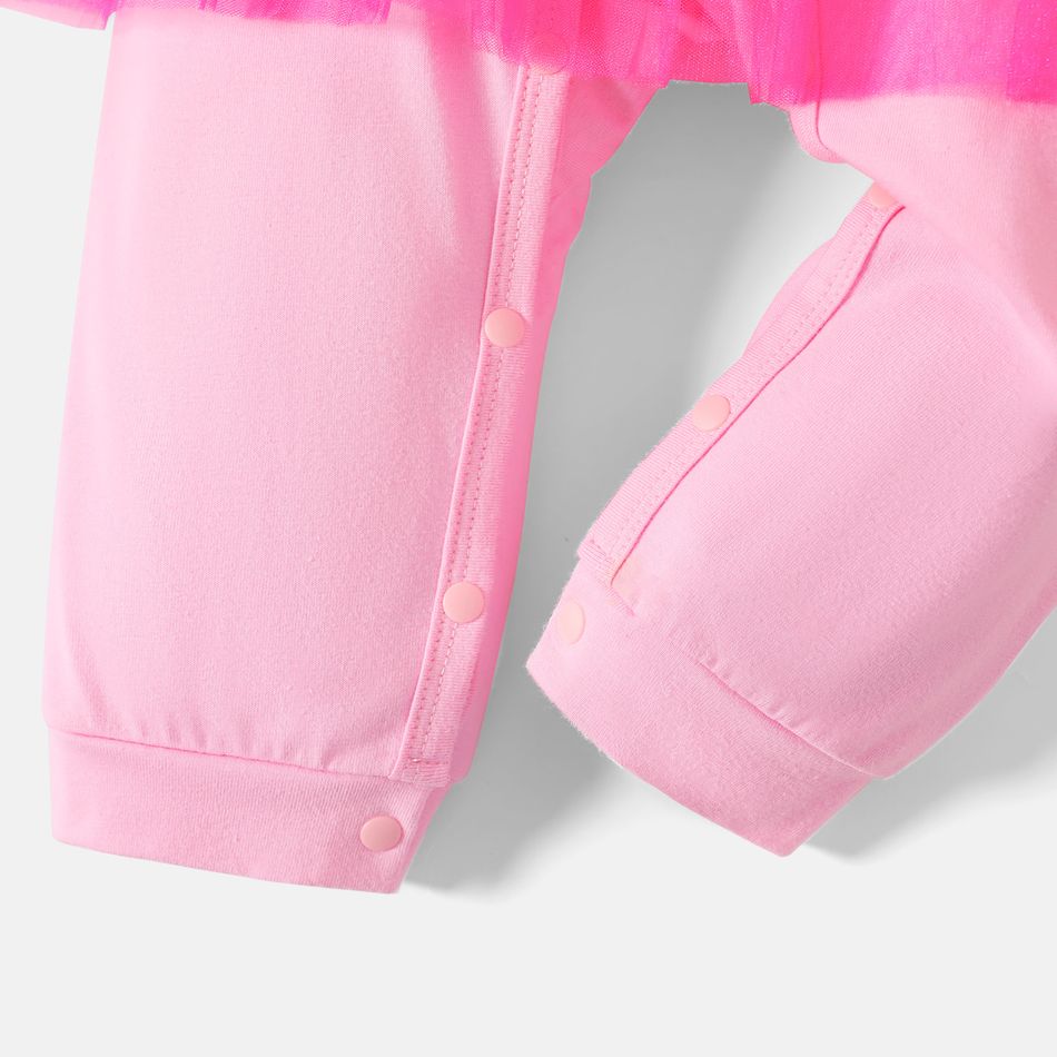 Barbie Bebé Menina Saia de várias camadas Bonito Manga comprida Macacão Rosa big image 6