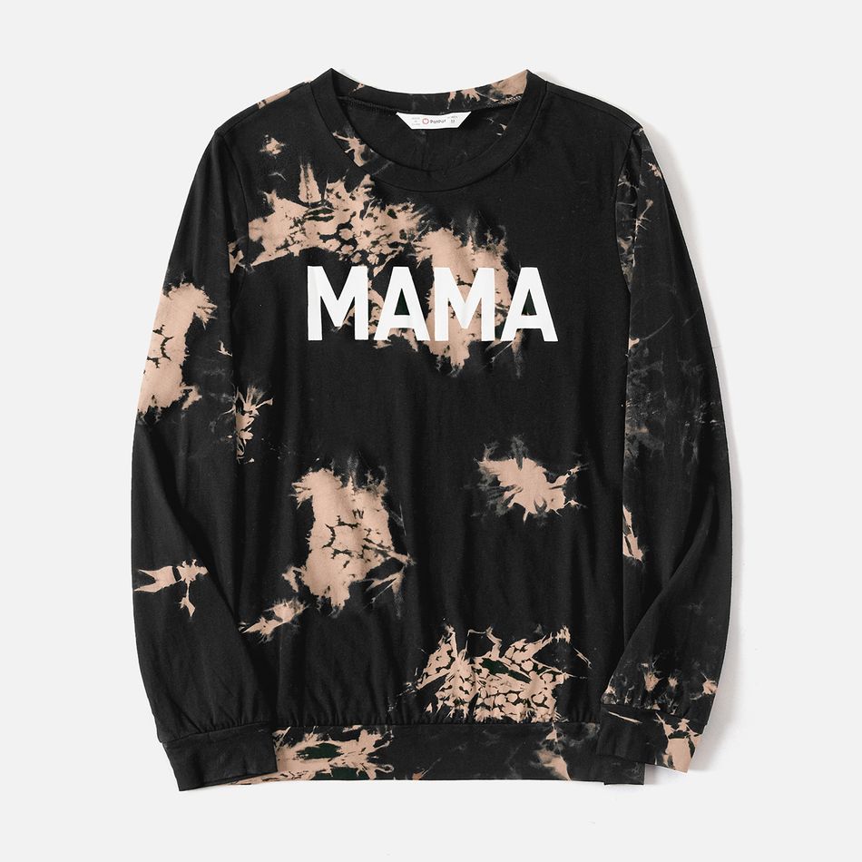 100% Cotton Family Matching Long-sleeve Letter Print Tie Dye Pullover Sweatshirts Colorful big image 11