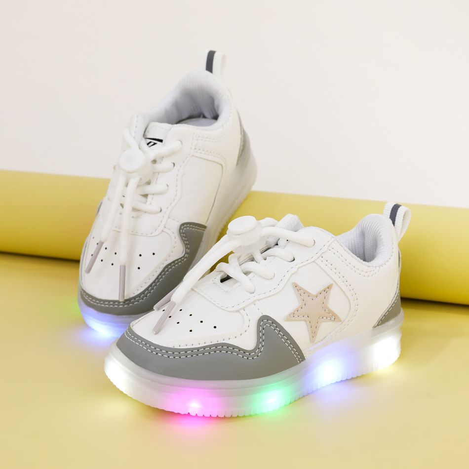 Toddler / Kid Stars Pattern Colorblock LED Sneakers White