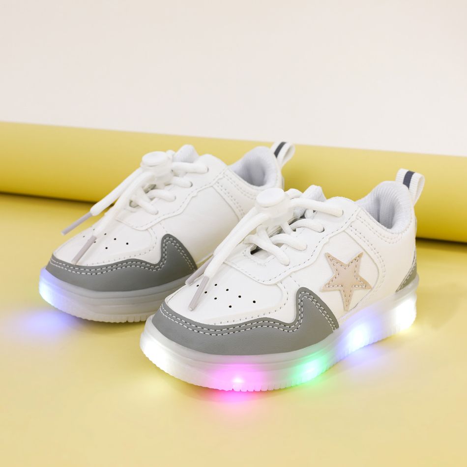 Toddler / Kid Stars Pattern Colorblock LED Sneakers White big image 3