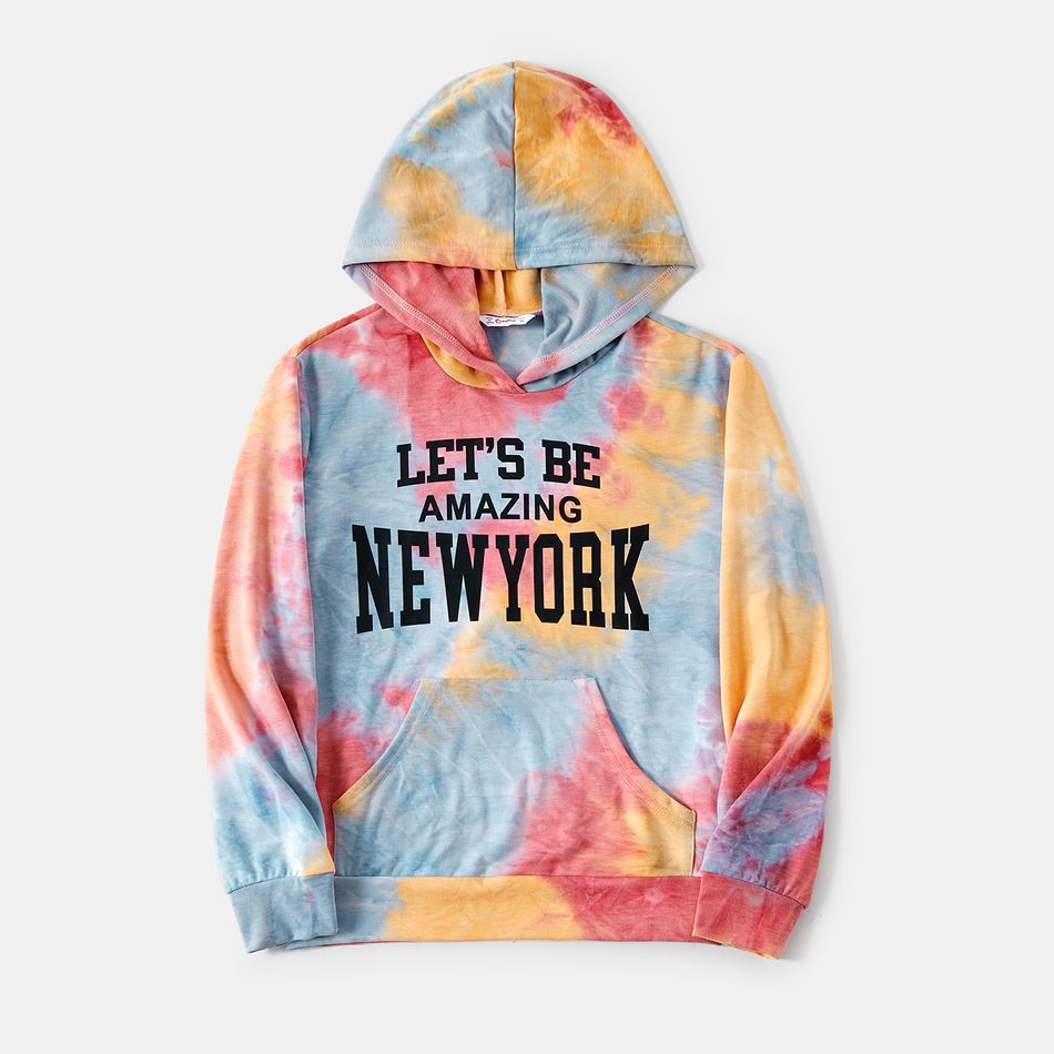 Family Matching Letter Print Tie Dye Long-sleeve Hoodies Colorful big image 4