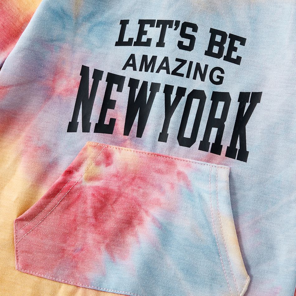 Family Matching Letter Print Tie Dye Long-sleeve Hoodies Colorful big image 3