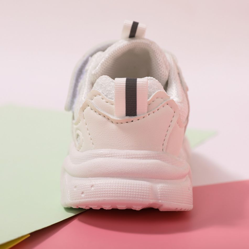 حذاء رياضي أبيض للأطفال الصغار / الأطفال بحزام فيلكرو أبيض big image 6
