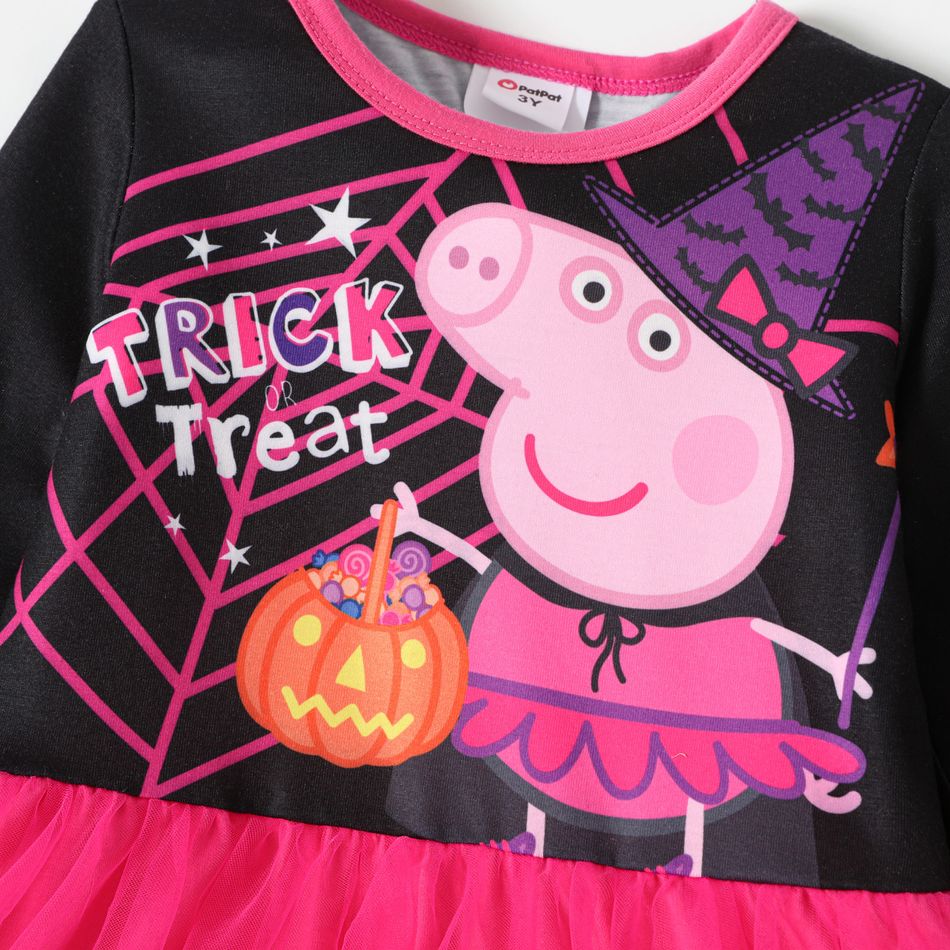 Peppa Pig Halloween 2 pièces Enfant en bas âge Unisexe Multi-couches Enfantin ensembles de t-shirts Noir big image 4