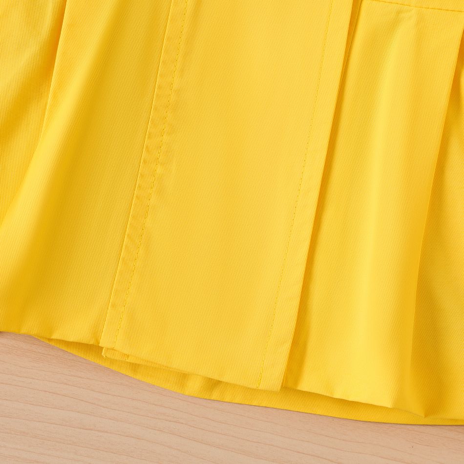 100٪ قطن طفلة مخططة بطانة صفراء مزدوجة الصدر طويلة الأكمام مقنعين معطف واق من المطر الأصفر