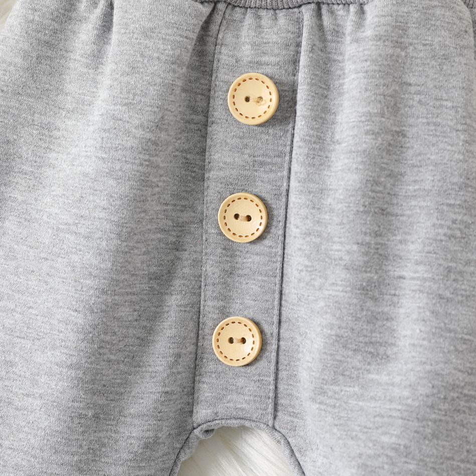 Baby Boy/Girl Button Front Solid Sweatpants Lightgrey big image 4