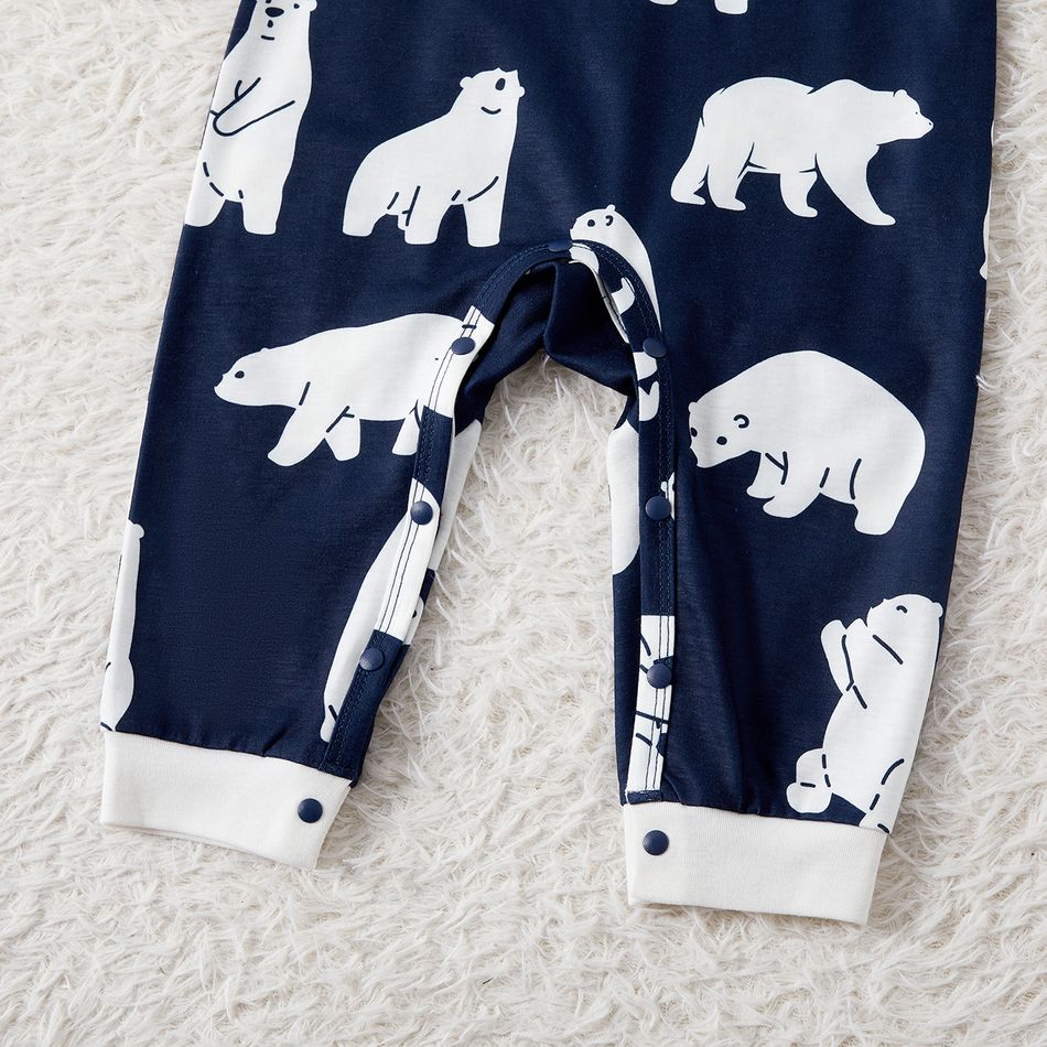 Christmas Family Matching Bear & Letter Print Raglan-sleeve Pajamas Sets (Flame Resistant) Tibetanblue big image 18