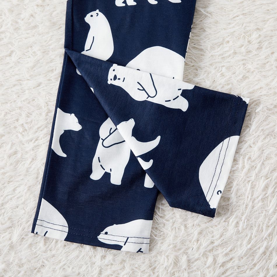 Christmas Family Matching Bear & Letter Print Raglan-sleeve Pajamas Sets (Flame Resistant) Tibetanblue big image 10