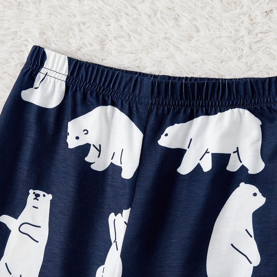 Christmas Family Matching Bear & Letter Print Raglan-sleeve Pajamas Sets (Flame Resistant) Tibetanblue big image 9