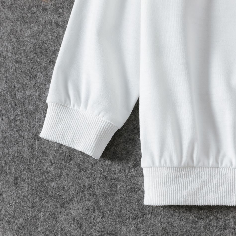 Mommy and Me Unicorn Print Spliced Layered Ruffle Trim Long-sleeve Sweatshirts White big image 7