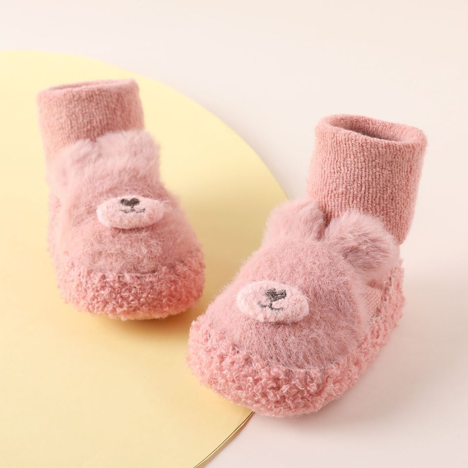 Baby-Cartoon-Tier-Plüsch-Schuhsocken rosa