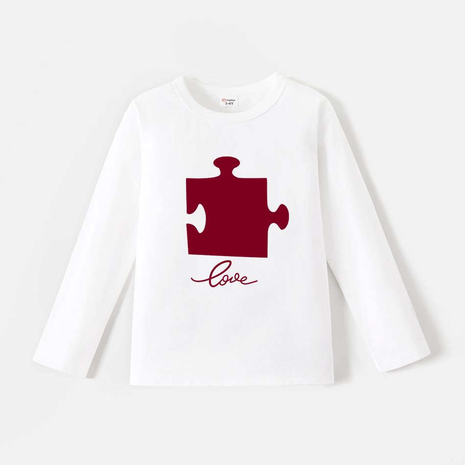 Go-Neat Water Repellent and Stain Resistant Mommy and Me Heart Puzzle & Letter Print Long-sleeve Tee White big image 4