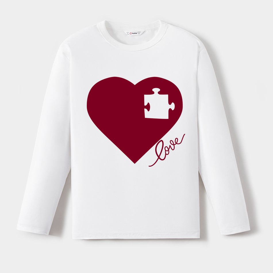 Go-Neat Water Repellent and Stain Resistant Mommy and Me Heart Puzzle & Letter Print Long-sleeve Tee White big image 2