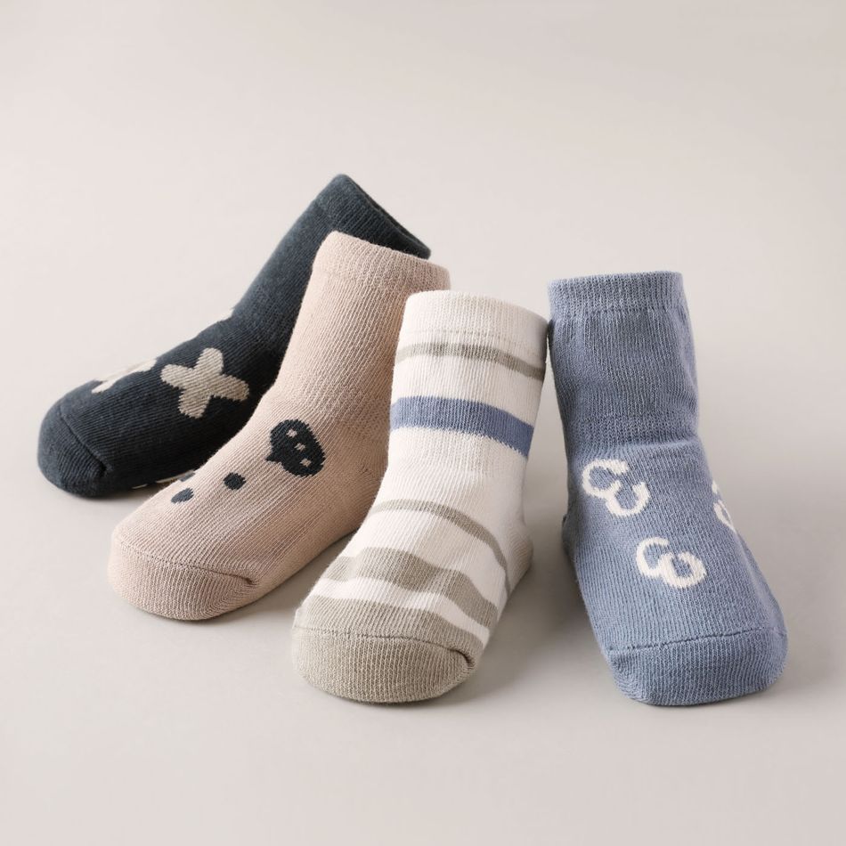 2-pairs Baby / Toddler Cartoon Pattern Non-slip Grip Socks Blue