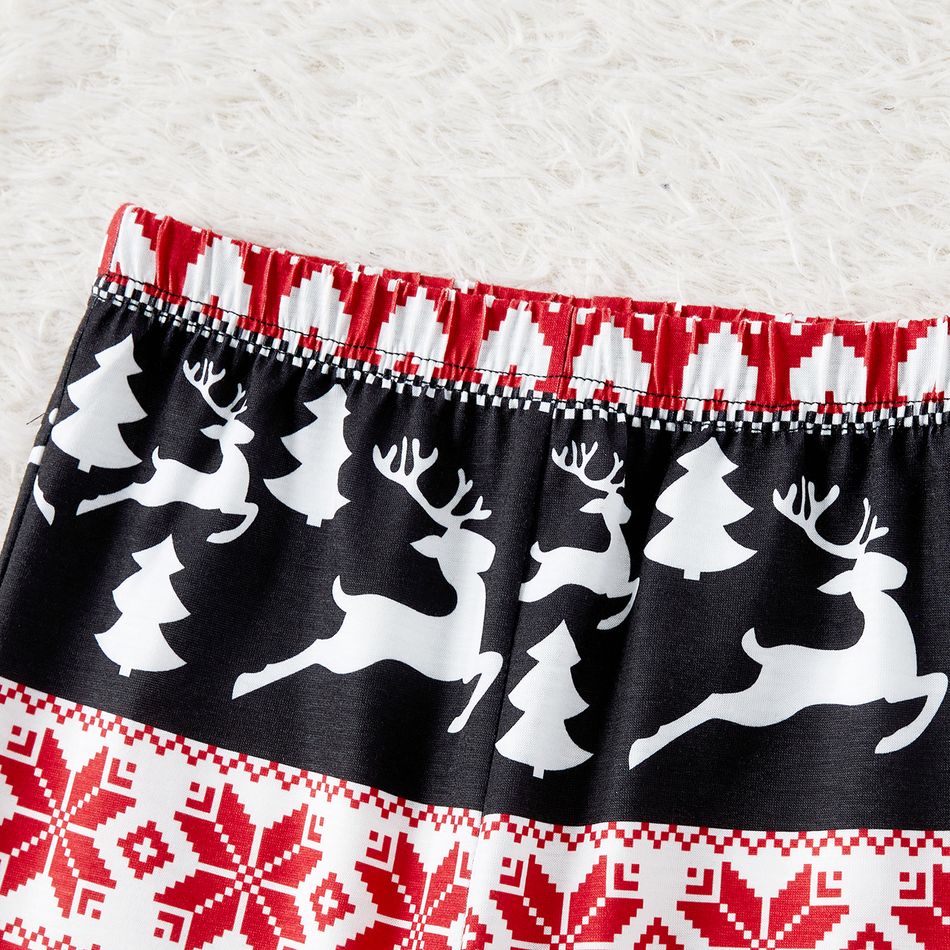 Christmas Family Matching Deer & Letter Print Black Long-sleeve Pajamas Sets (Flame Resistant) Black big image 10