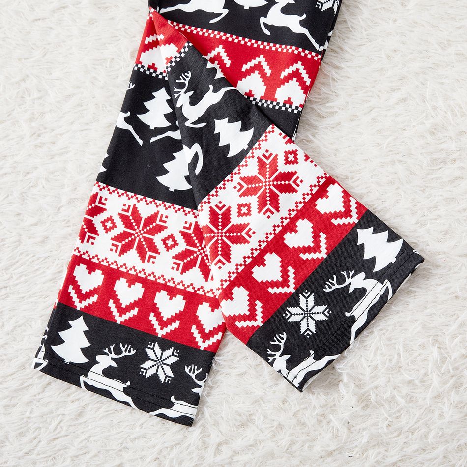 Christmas Family Matching Deer & Letter Print Black Long-sleeve Pajamas Sets (Flame Resistant) Black big image 11