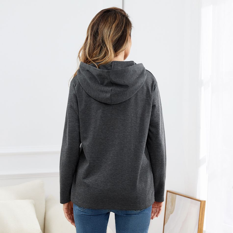 Maternity Criss Cross Front Long-sleeve Hooded Pullover Grey big image 5