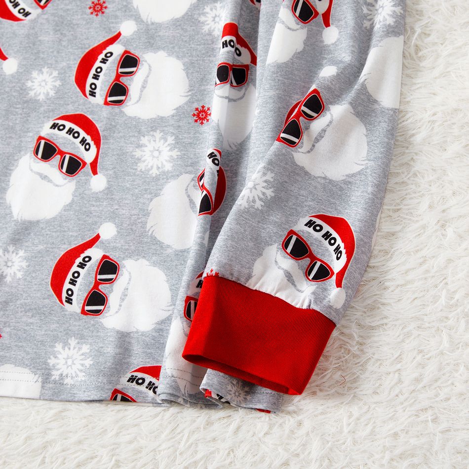 Natal Look de família Manga comprida Conjuntos de roupa para a família Pijamas (Flame Resistant) cinza florido big image 4