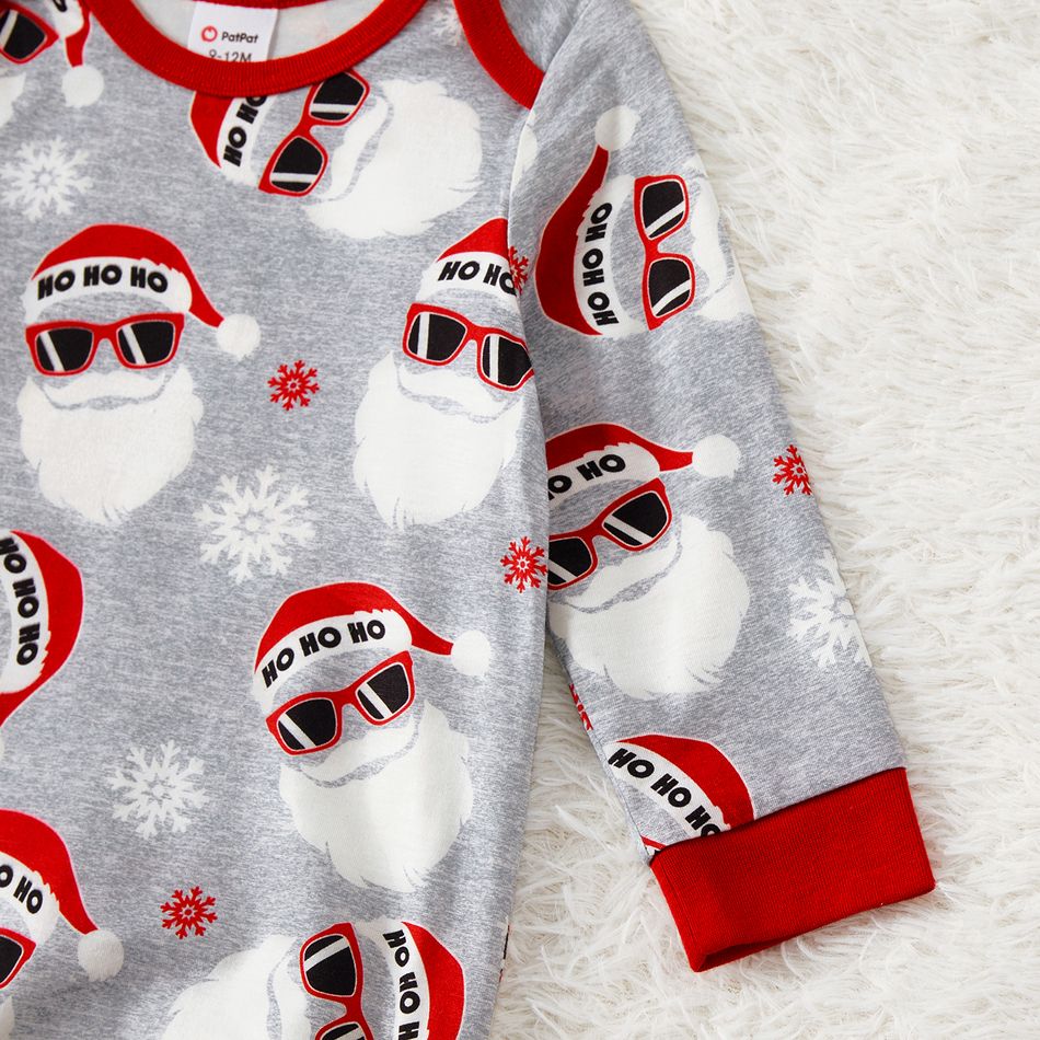 Natal Look de família Manga comprida Conjuntos de roupa para a família Pijamas (Flame Resistant) cinza florido big image 13