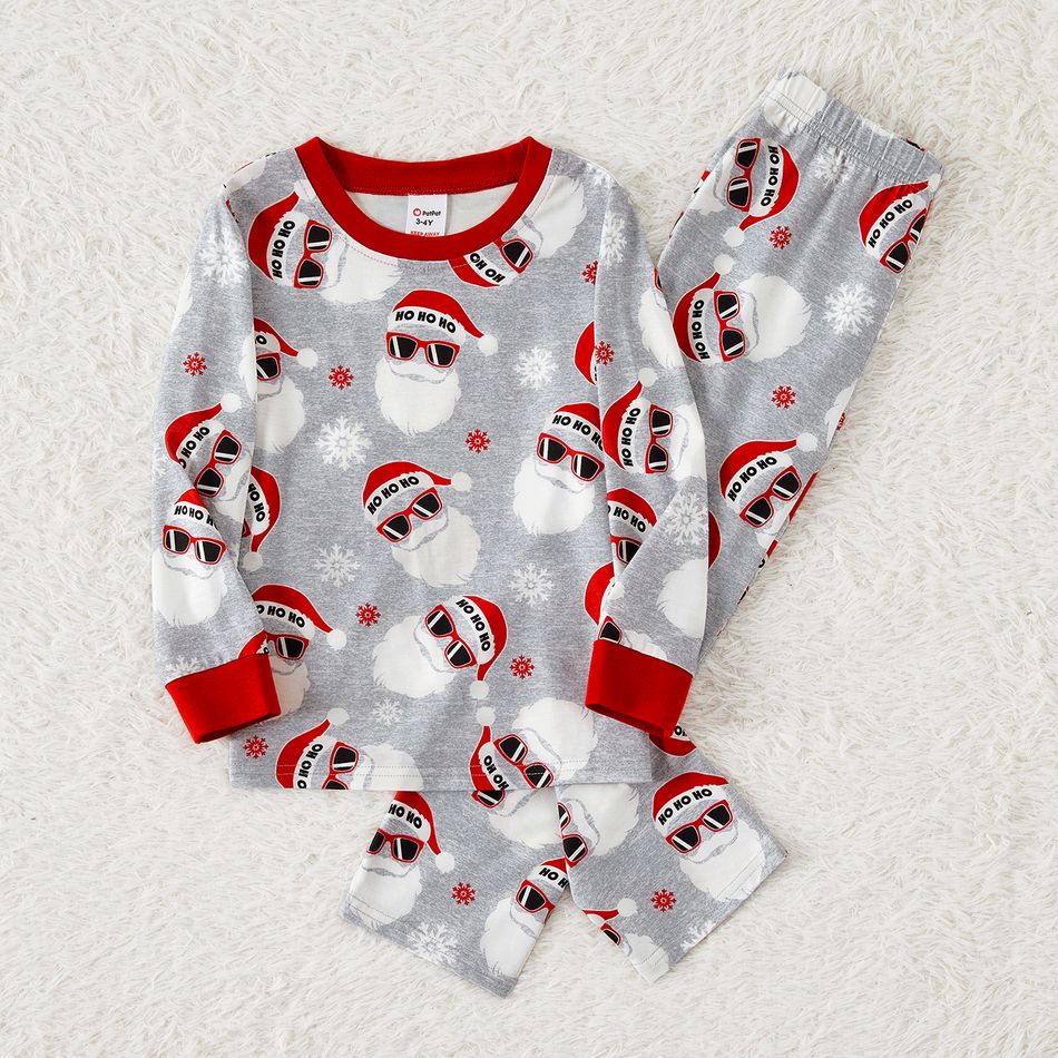 Natal Look de família Manga comprida Conjuntos de roupa para a família Pijamas (Flame Resistant) cinza florido big image 9