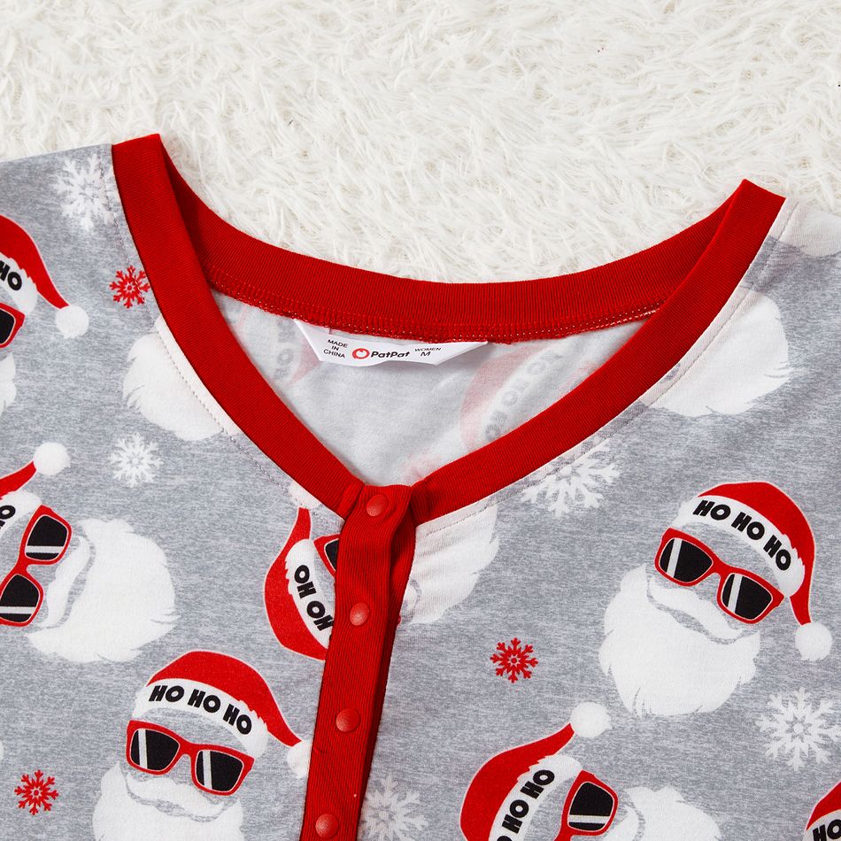 Natal Look de família Manga comprida Conjuntos de roupa para a família Pijamas (Flame Resistant) cinza florido big image 8