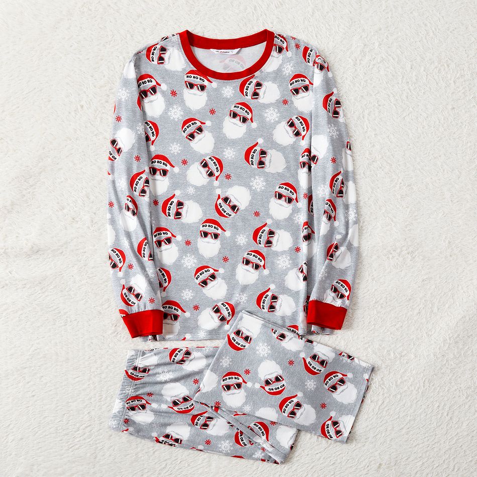 Natal Look de família Manga comprida Conjuntos de roupa para a família Pijamas (Flame Resistant) cinza florido big image 2