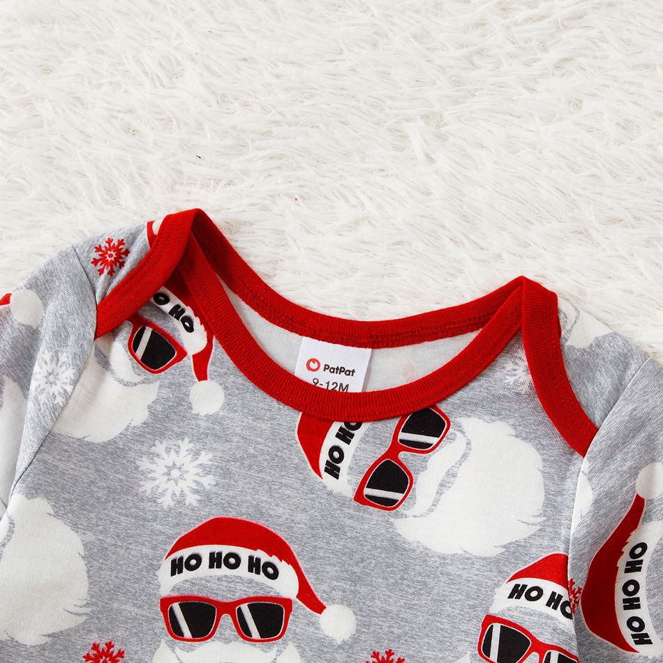 Natal Look de família Manga comprida Conjuntos de roupa para a família Pijamas (Flame Resistant) cinza florido big image 12