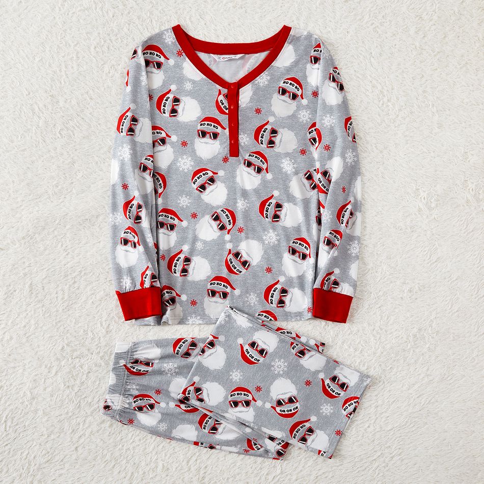 Natal Look de família Manga comprida Conjuntos de roupa para a família Pijamas (Flame Resistant) cinza florido big image 7