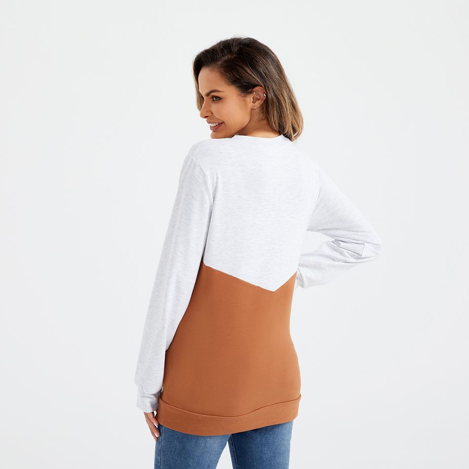 Nursing Color Block Long-sleeve Pullover Sweatshirt Orange big image 6