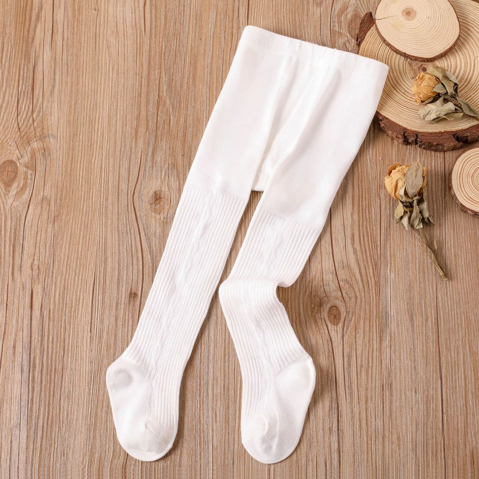 Baby / Toddler Plain Cable Pantyhose Tights for Girls White big image 3