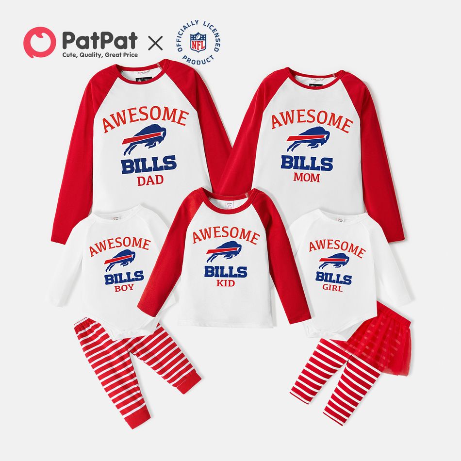 NFL Family Matching 100% Cotton Raglan-sleeve Graphic T-shirts (Buffalo Bills) Red big image 7