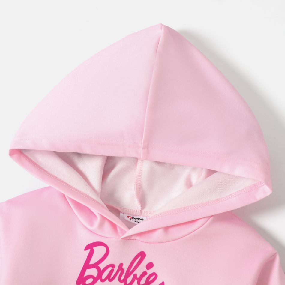 Barbie 2pcs Toddler Girl Character Print Pink Hoodie Sweatshirt and Elasticized Pants Set Pink big image 4