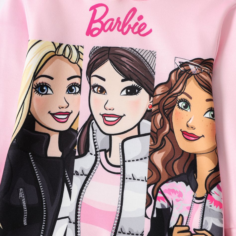 Barbie 2pcs Toddler Girl Character Print Pink Hoodie Sweatshirt and Elasticized Pants Set Pink big image 2