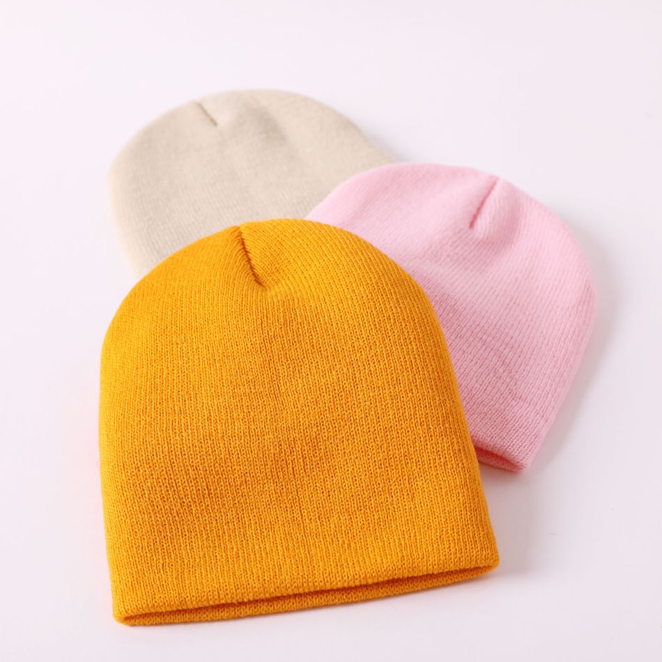 3-pack Baby / Toddler Solid Knitted Beanie Hat Orange