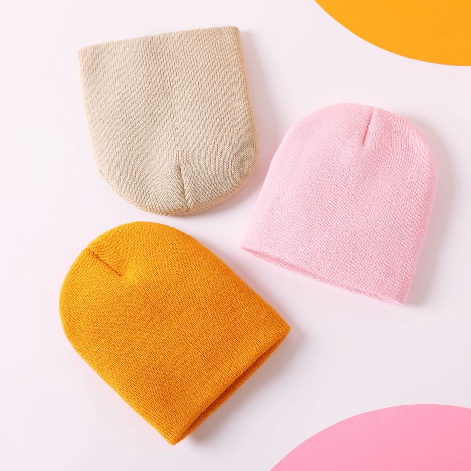 3-pack Baby / Toddler Solid Knitted Beanie Hat Orange big image 5