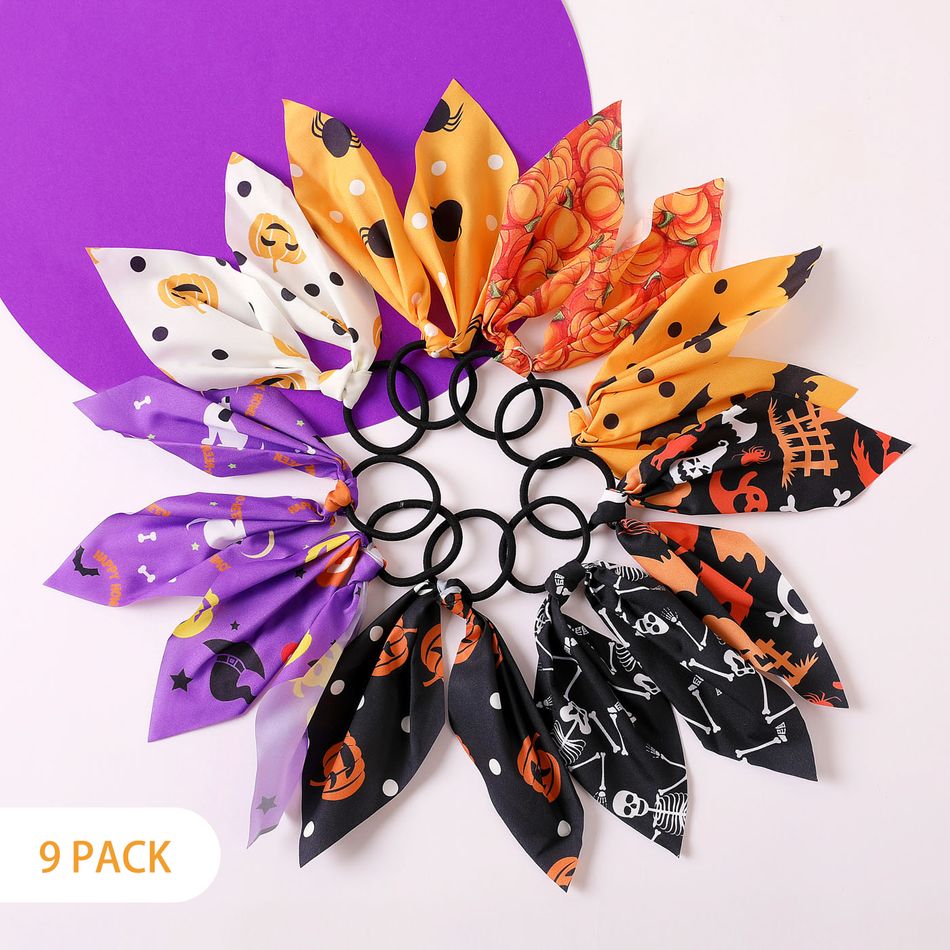 9-pack Halloween Scarf Hair Tie for Girls Multi-color big image 2