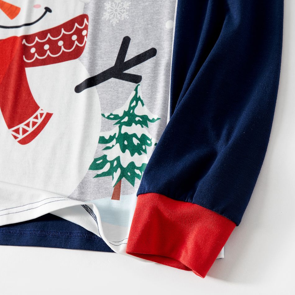 Christmas Snowman & Letter Print Family Matching Raglan-sleeve Pajamas Sets (Flame Resistant) ColorBlock big image 4