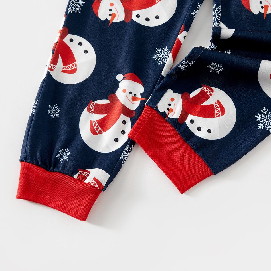 Christmas Snowman & Letter Print Family Matching Raglan-sleeve Pajamas Sets (Flame Resistant) ColorBlock big image 9