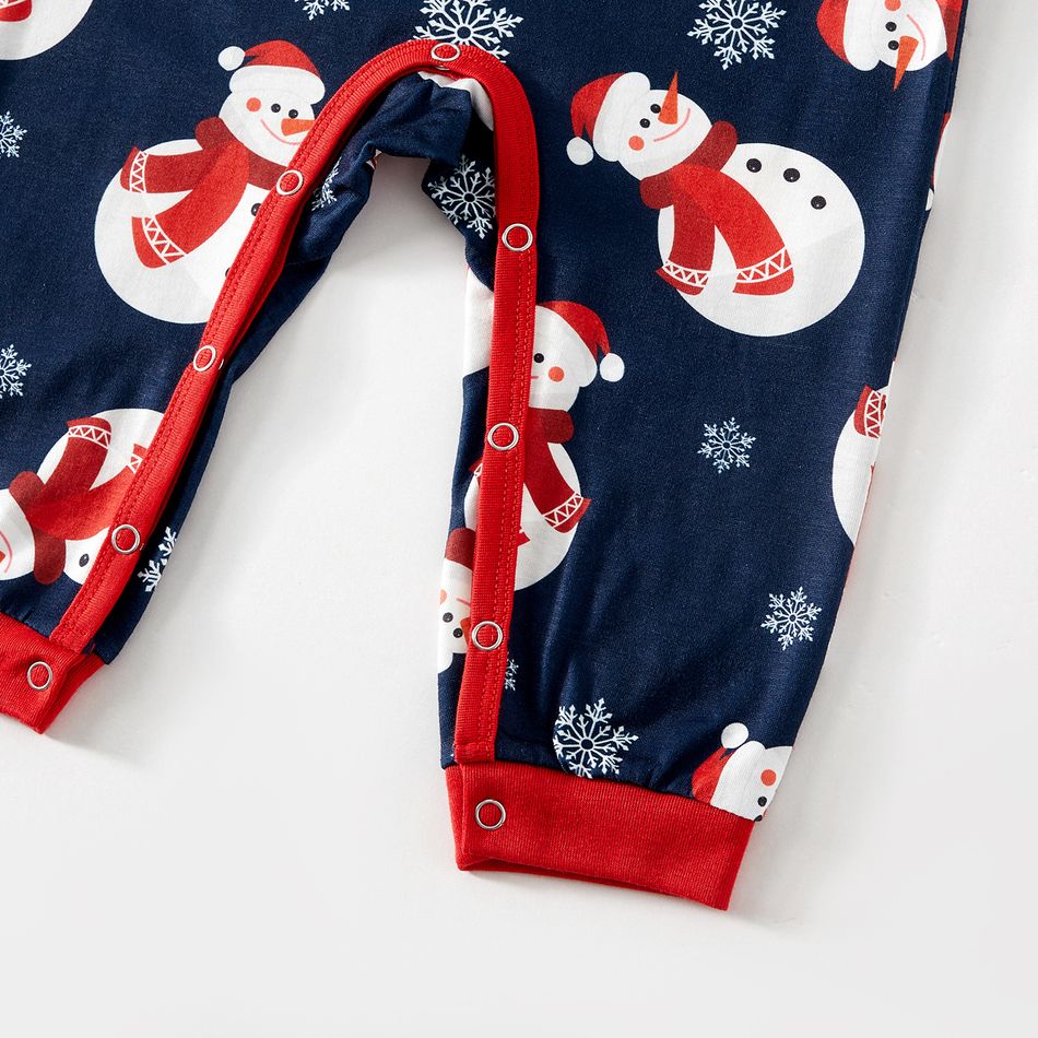 Christmas Snowman & Letter Print Family Matching Raglan-sleeve Pajamas Sets (Flame Resistant) ColorBlock