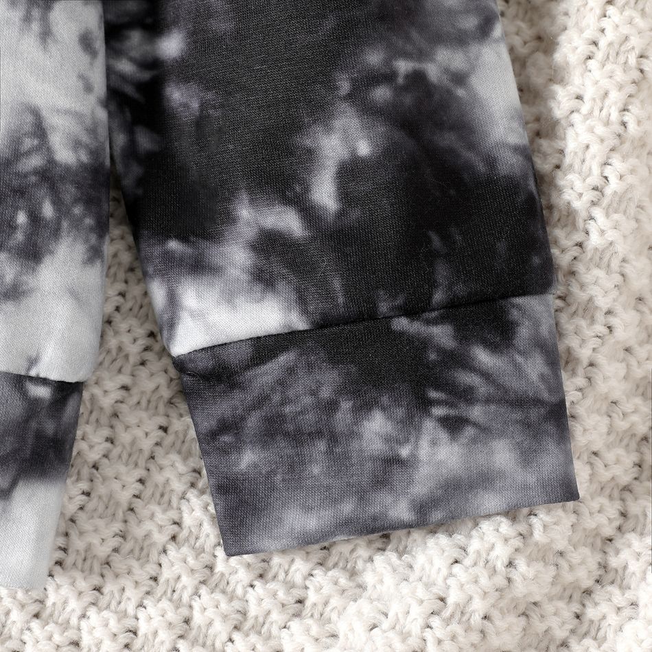 Kid Boy Face Graphic Print Luminous Tie Dyed Hoodie Sweatshirt Black big image 4