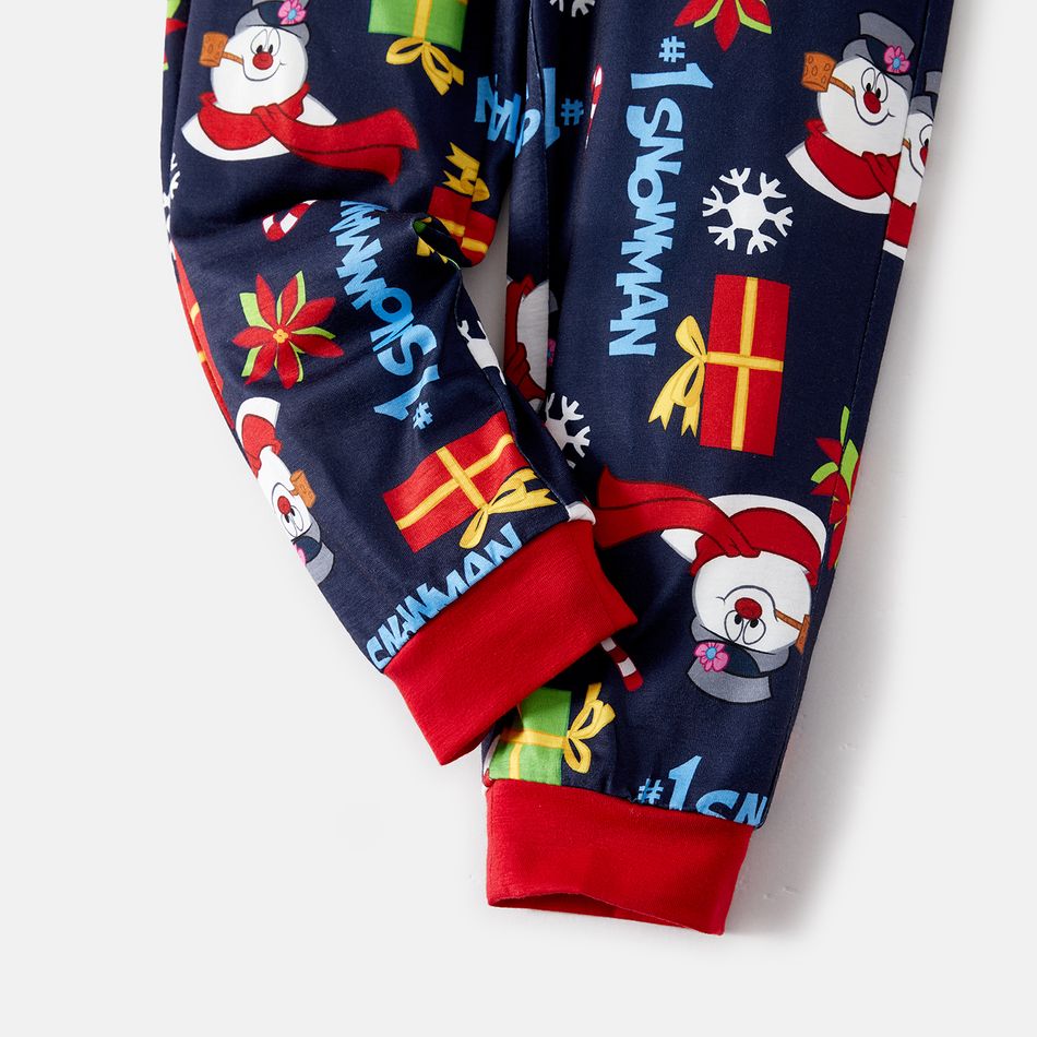 Frosty The Snowman Family Matching Christmas Snowman Print Raglan-sleeve Pajamas Sets (Flame Resistant) Black big image 11