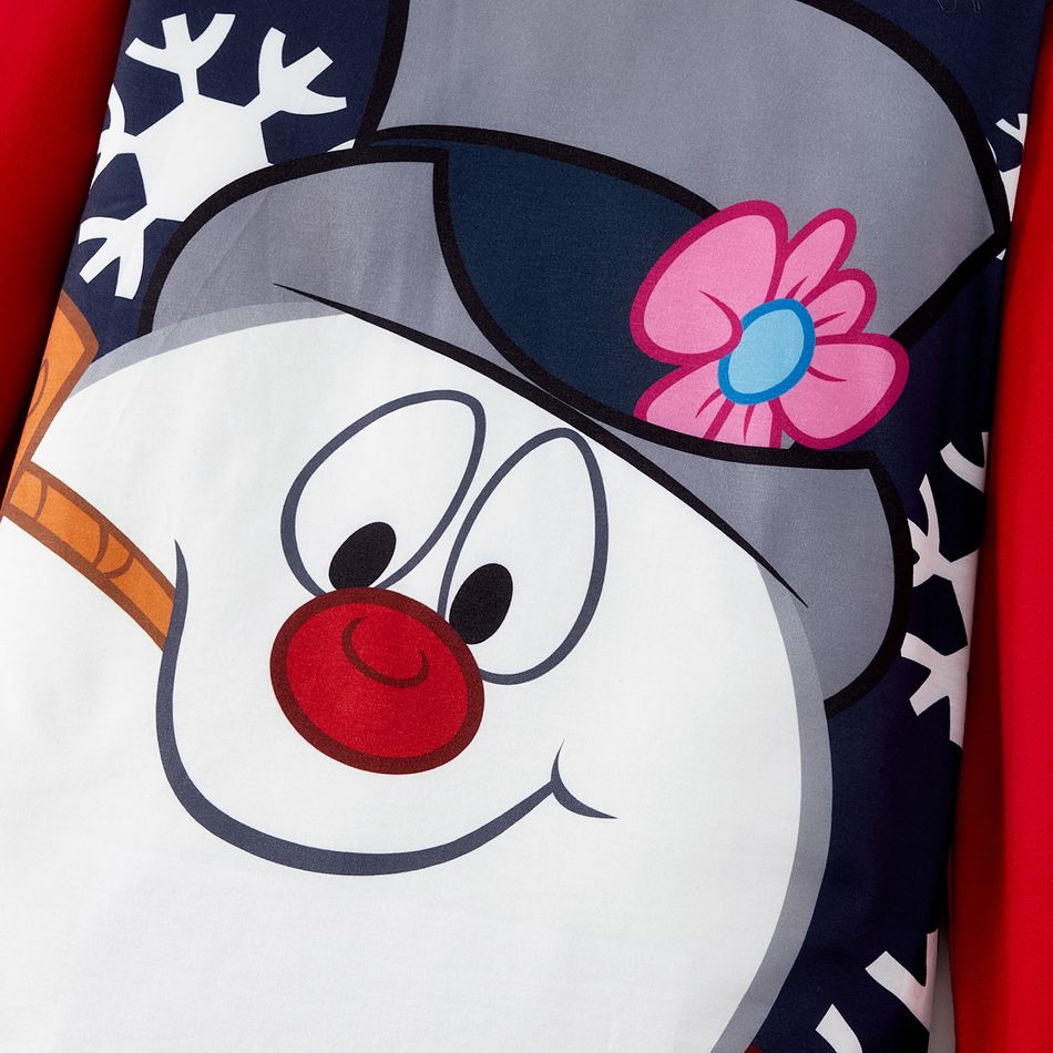Frosty The Snowman Family Matching Christmas Snowman Print Raglan-sleeve Pajamas Sets (Flame Resistant) Black big image 7