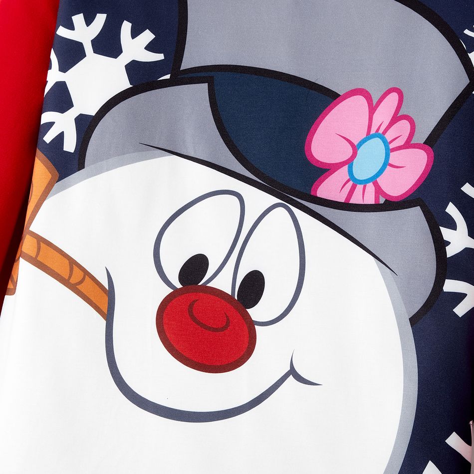 Frosty The Snowman Family Matching Christmas Snowman Print Raglan-sleeve Pajamas Sets (Flame Resistant) Black big image 9