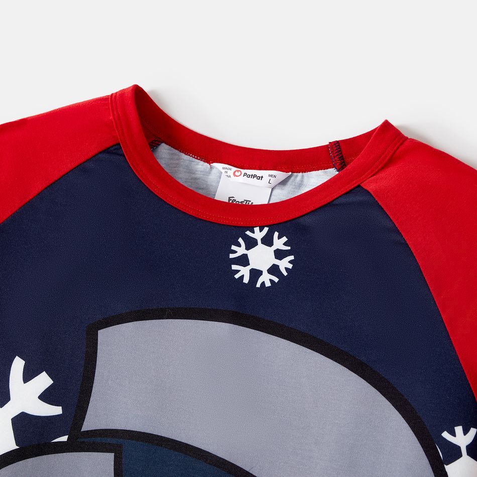 Frosty The Snowman Family Matching Christmas Snowman Print Raglan-sleeve Pajamas Sets (Flame Resistant) Black big image 3