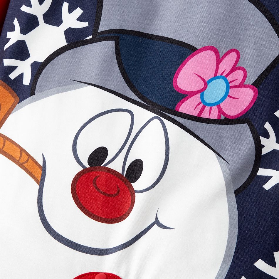 Frosty The Snowman Family Matching Christmas Snowman Print Raglan-sleeve Pajamas Sets (Flame Resistant) Black big image 4