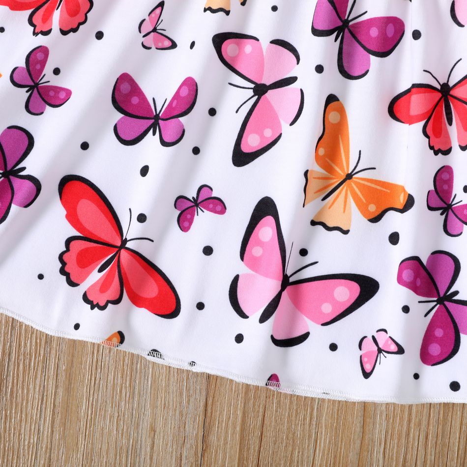Toddler Girl Sweet Butterfly Print Long-sleeve Dress White