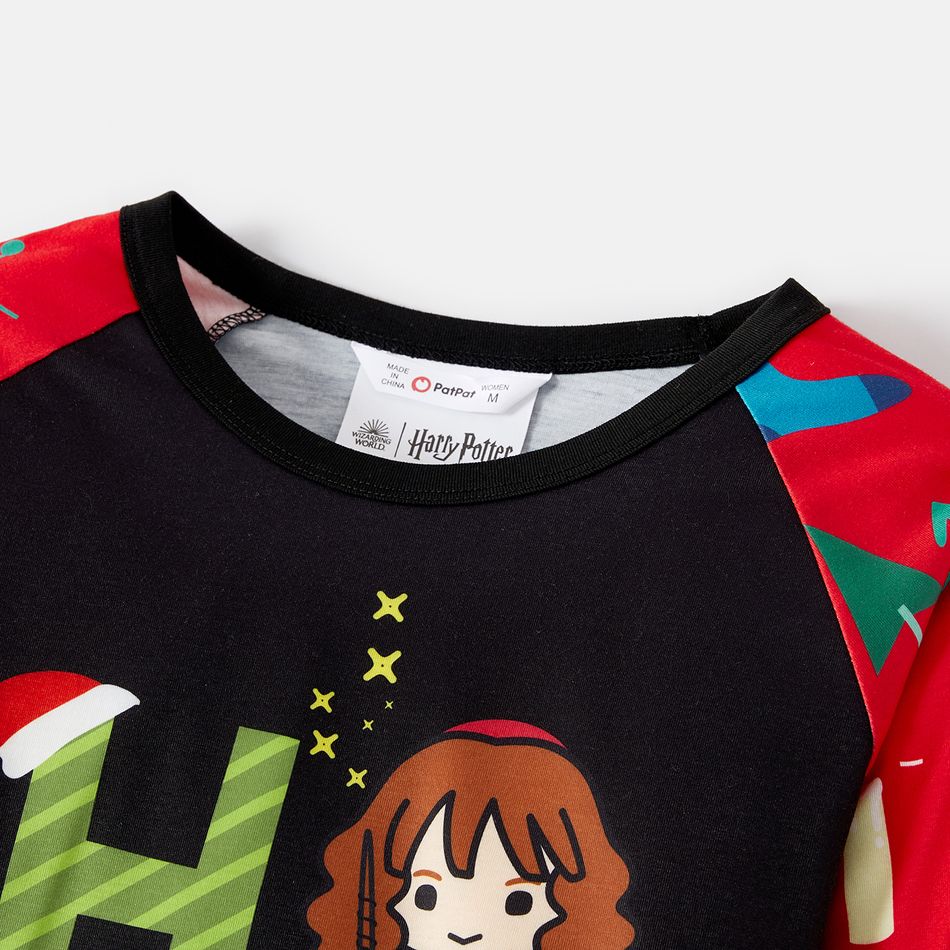 Harry Potter Natal Look de família Manga comprida Conjuntos de roupa para a família Pijamas (Flame Resistant) vermelho preto big image 6