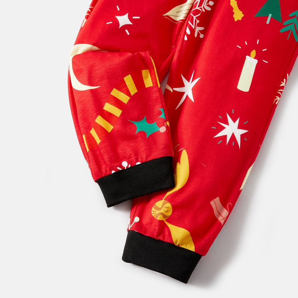 Harry Potter Family Matching Christmas Red Raglan-sleeve Graphic Pajamas Sets (Flame Resistant) redblack big image 11